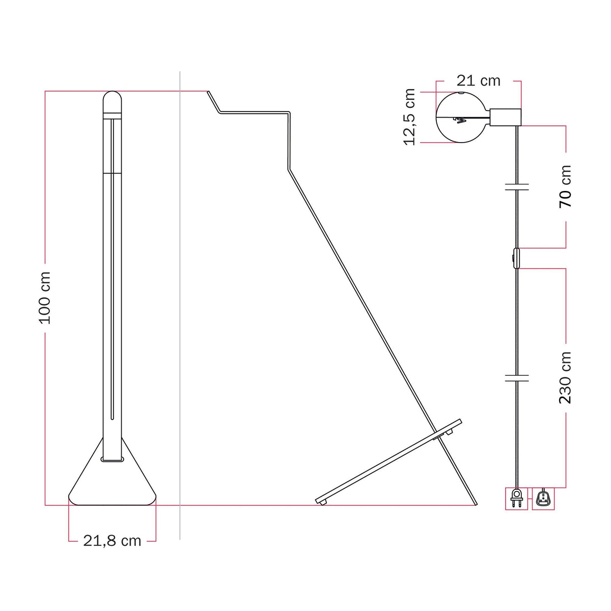 Lampada da terra inclinabile con lampadina LED G125 verniciata - Mario Talia - Arancione