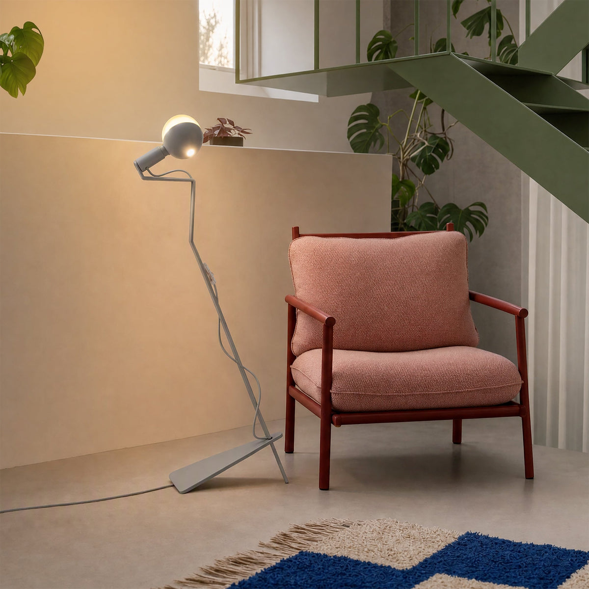 Lampada da terra inclinabile con lampadina LED G125 verniciata - Mario Talia - Grigio