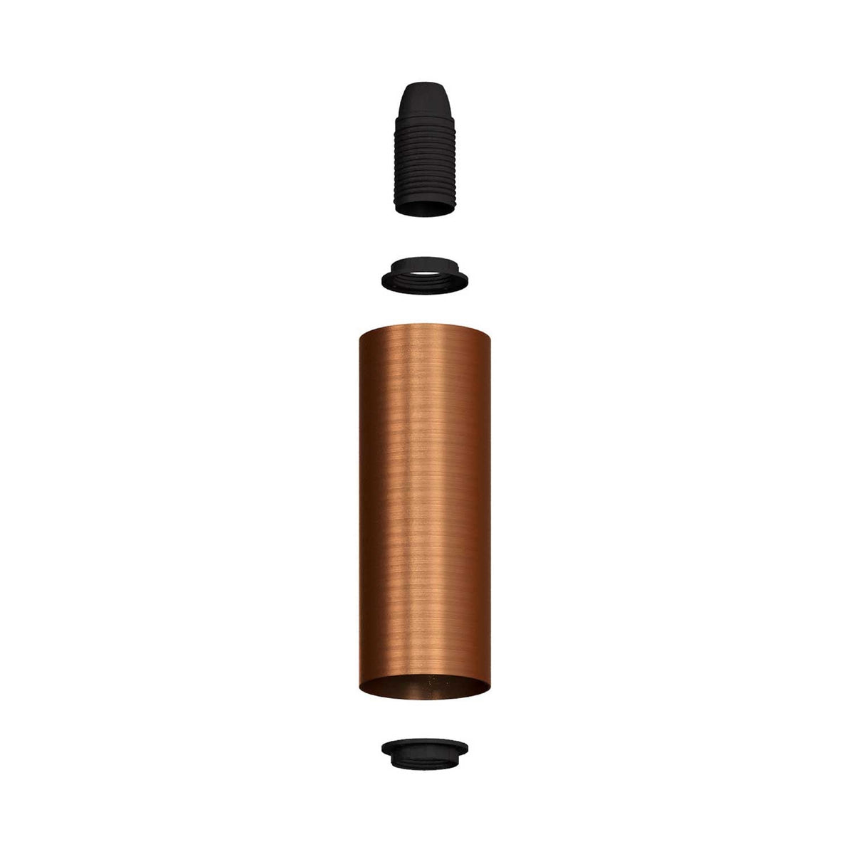 Lampada Fermaluce Flex 30 con mini rosone con interruttore e faretto con paralume Tub-E14 - Rame satinato