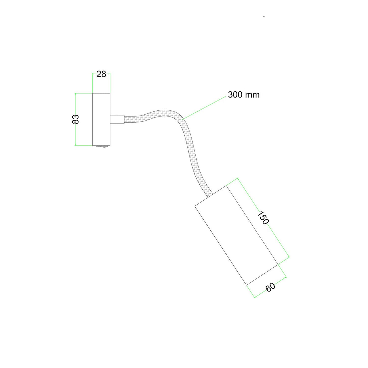 Lampada Fermaluce Flex 30 con mini rosone con interruttore e faretto con paralume Tub-E14 - Titanio satinato