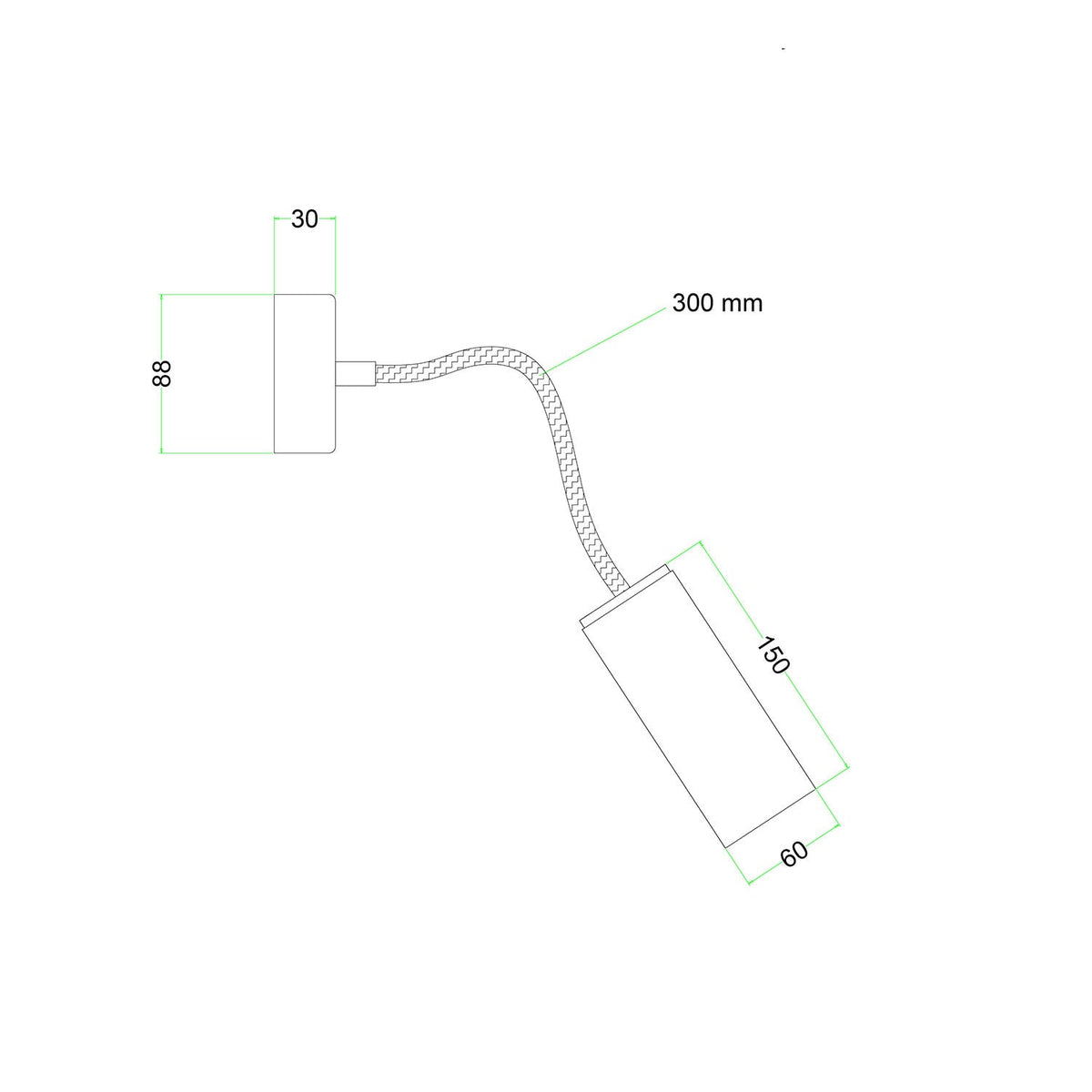 Lampada Fermaluce Flex 30 con mini rosone in legno e faretto con paralume Tub-E14 - Neutro