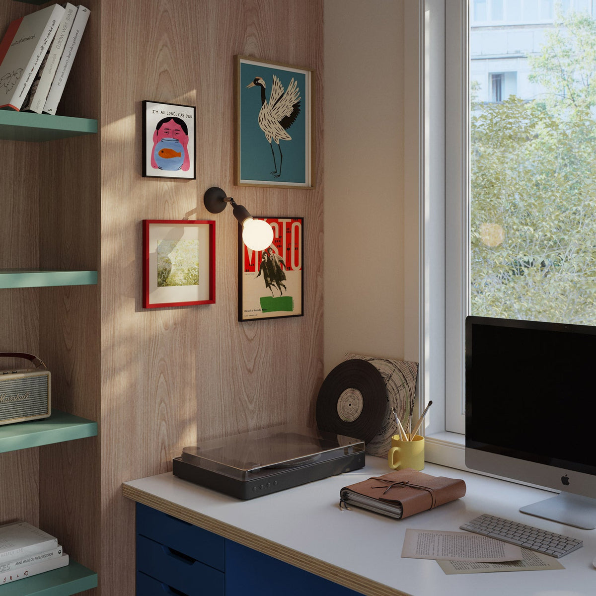 Lampada Fermaluce in silicone con snodo - Nero