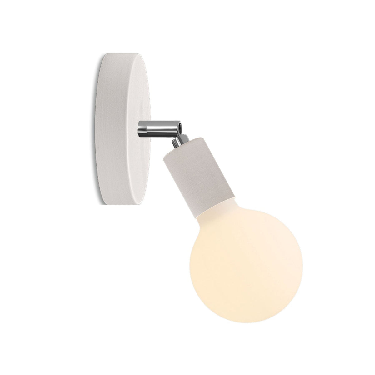 Lampada Fermaluce Snodo in legno con lampadina Globo Porcellana - Bianco