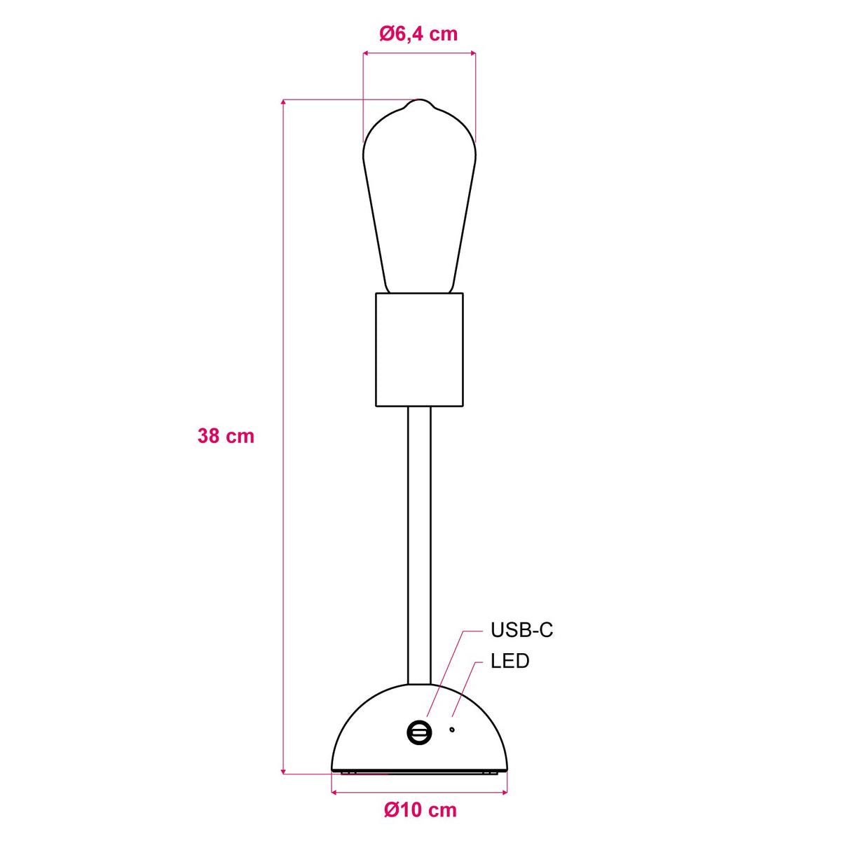 Lampada portatile e ricaricabile Cabless02 con lampadina Edison dorata - Neutro