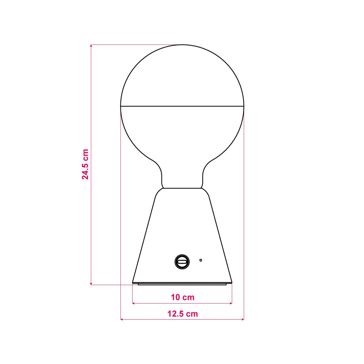 Lampada portatile ricaricabile Cabless01 con lampadina globo mezza sfera argento - Neutro