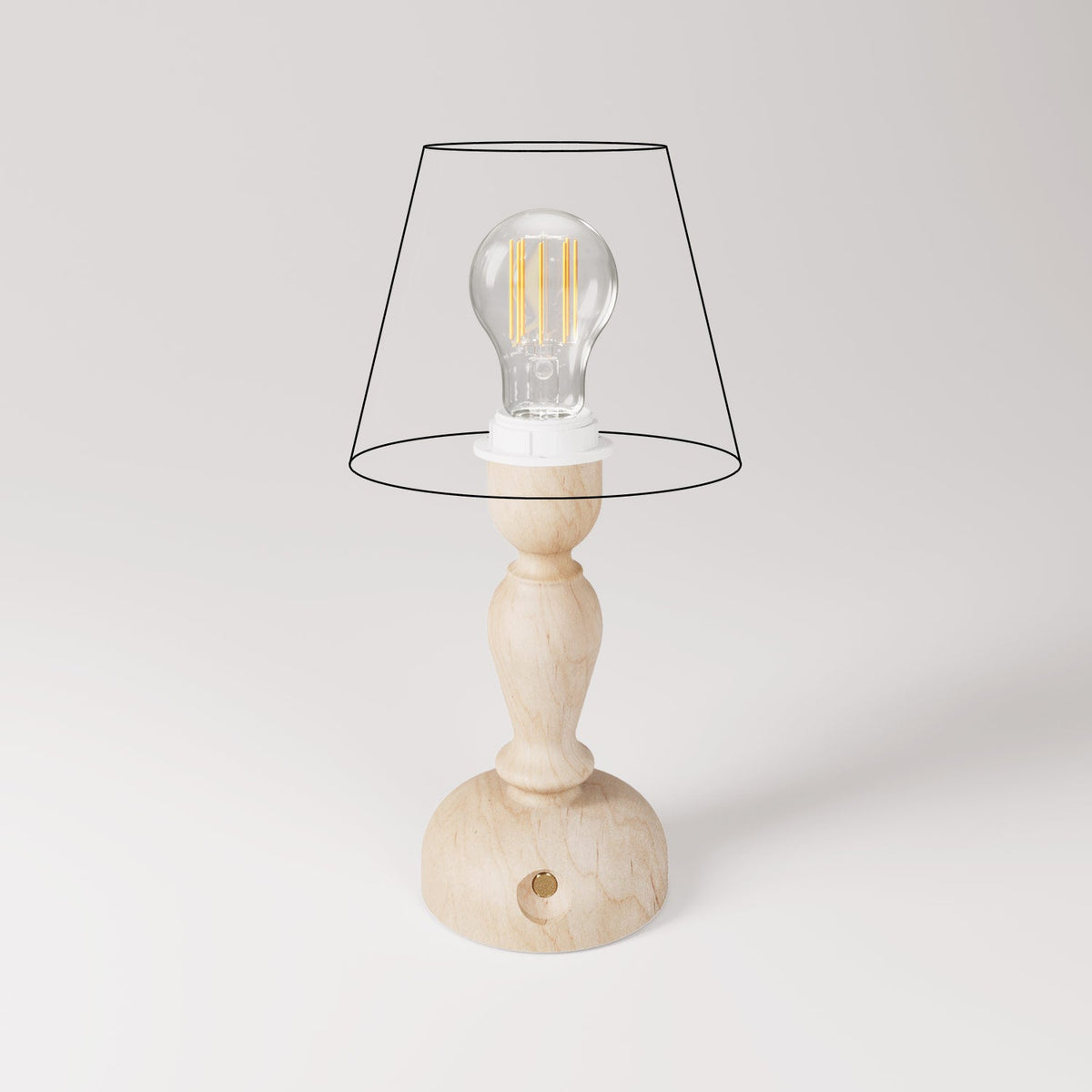 Lampada portatile ricaricabile Cabless14 con lampadina a goccia e predisposizione per paralume - Neutro