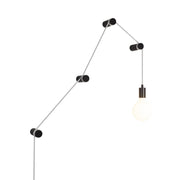 Lampada portatile Snake con portalampada in metallo e spina, completa di 4 passacavo in legno Rolé - Nero