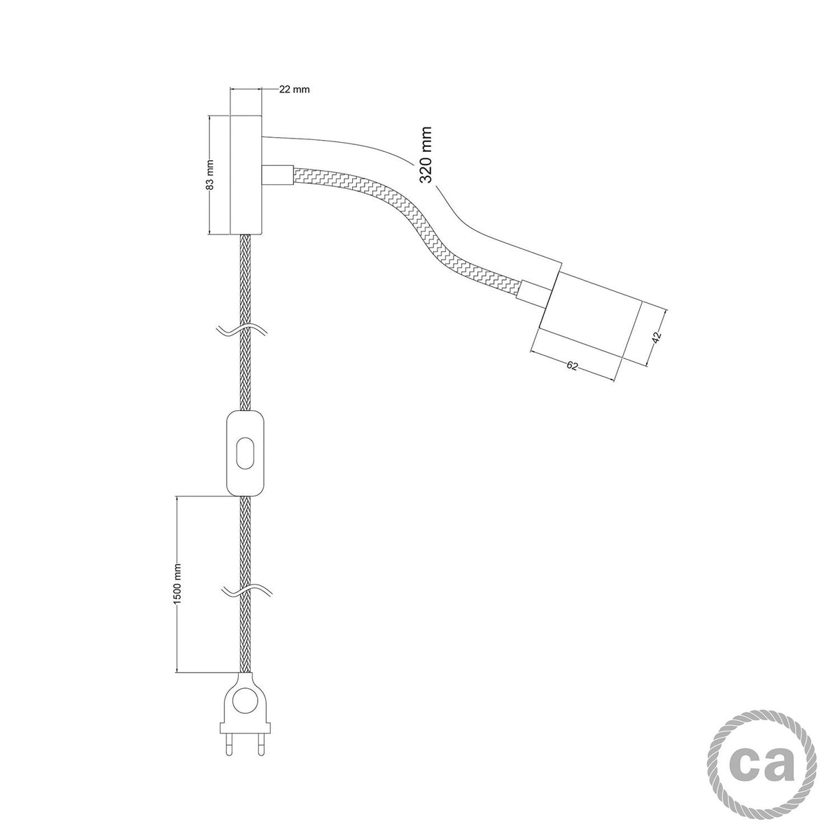 Lampada Spostaluce Flex 30 snodabile con faretto GU1d0 - Nero