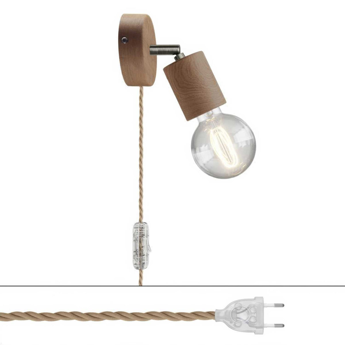 Lampada Spostaluce Snodo orientabile in legno - Neutro