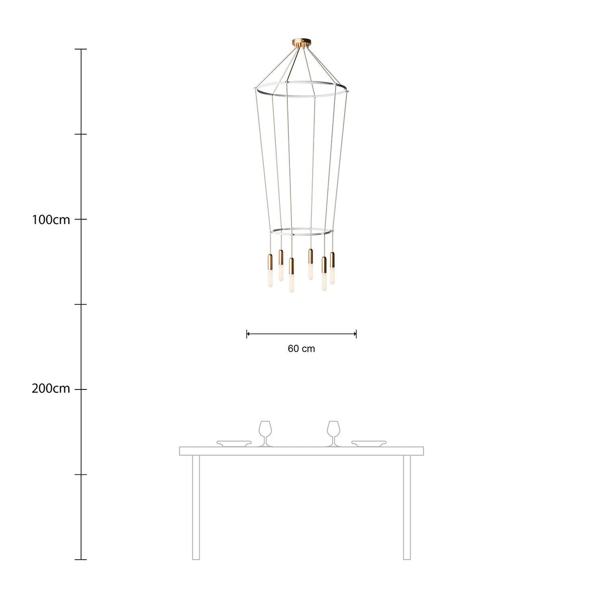 Lampadario 2 Cage a 6 cadute P-Light - Bronzo satinato
