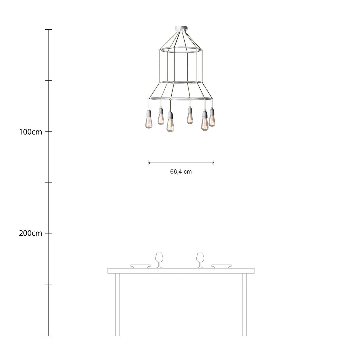 Lampadario 3 Cage a 6 cadute Edison ST64 - Grigio