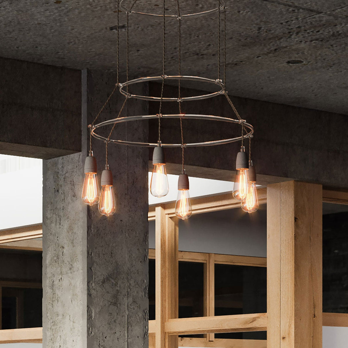 Lampadario 3 Cage a 6 cadute Edison ST64 - Grigio