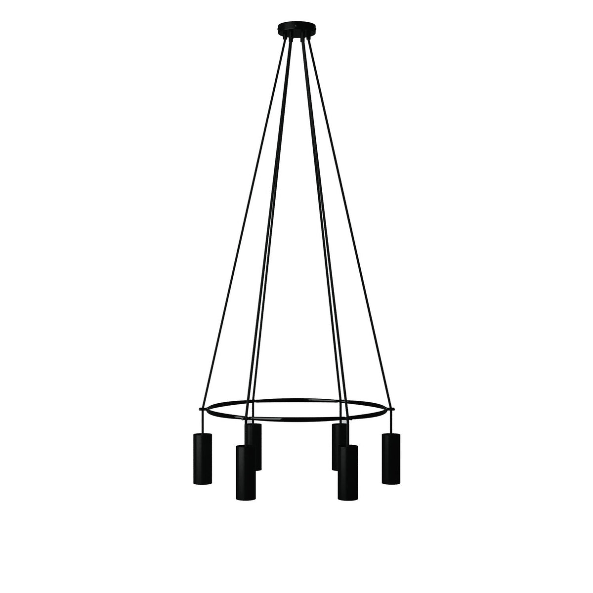 Lampadario Cage a 6 cadute Tub-E14 - Nero