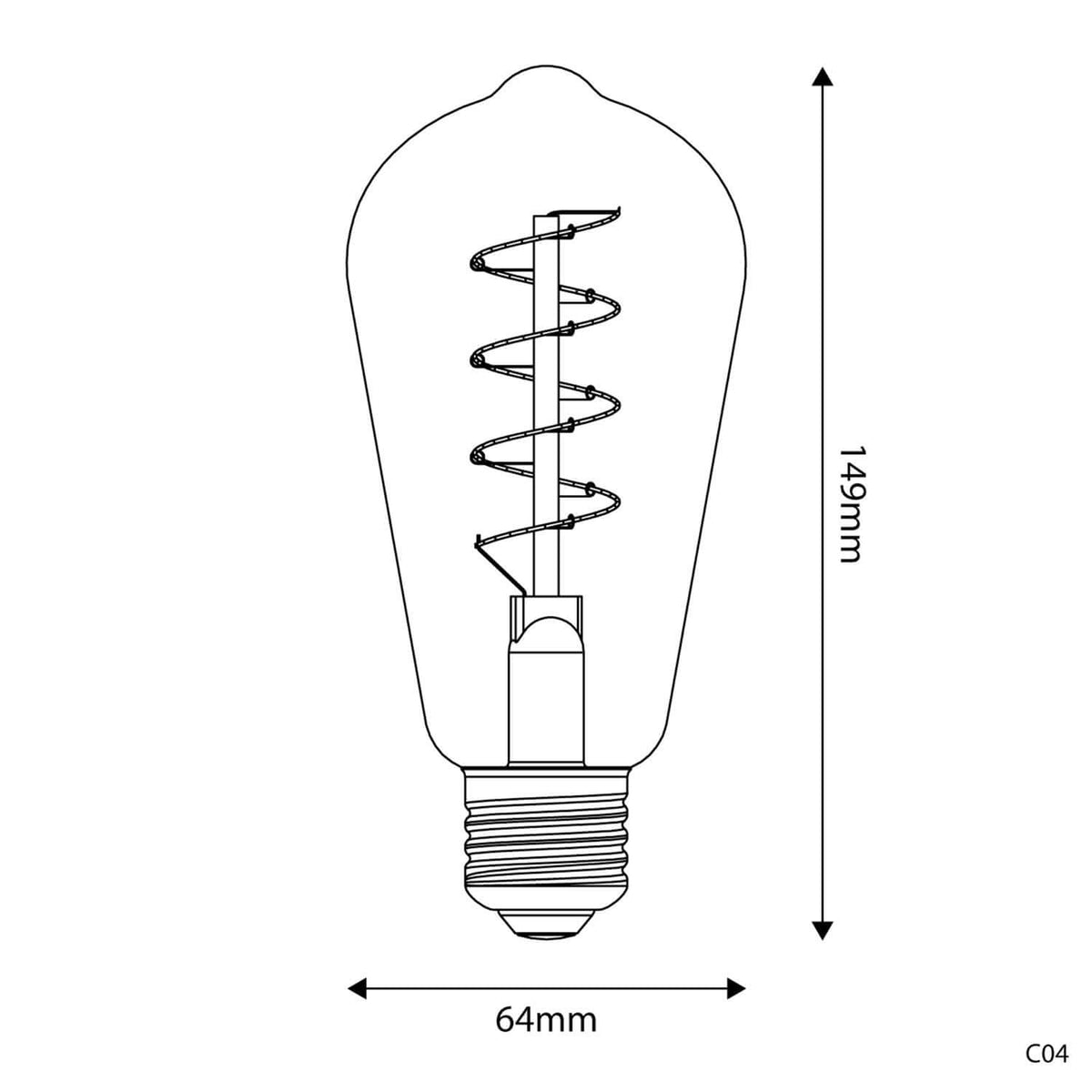Lampadina LED Dorata Carbon Line filamento a spirale Edison ST64 4W 250Lm E27 1800K Dimmerabile - C04
