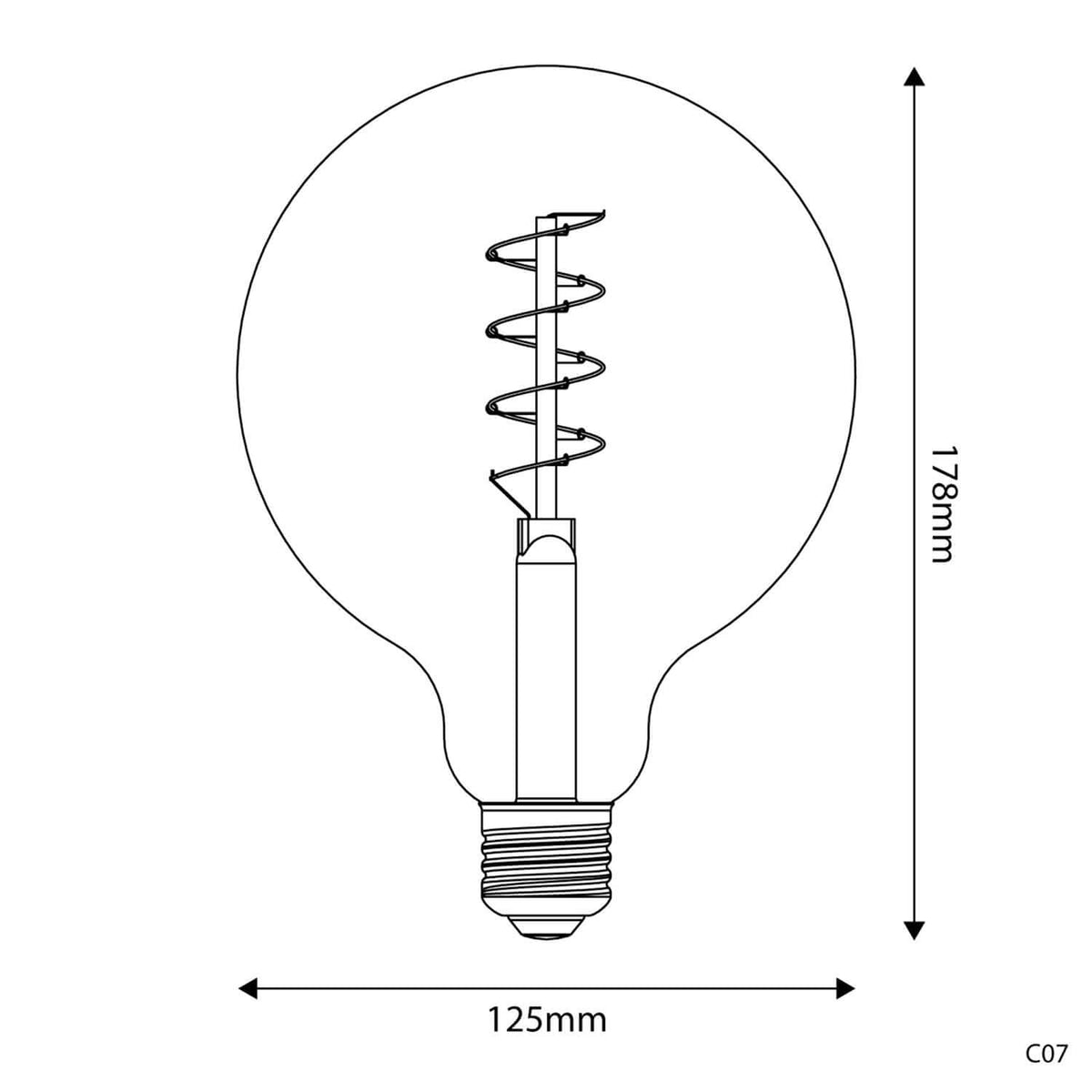 Lampadina LED Dorata Carbon Line filamento a spirale Globo G125 4W 250Lm E27 1800K Dimmerabile - C07