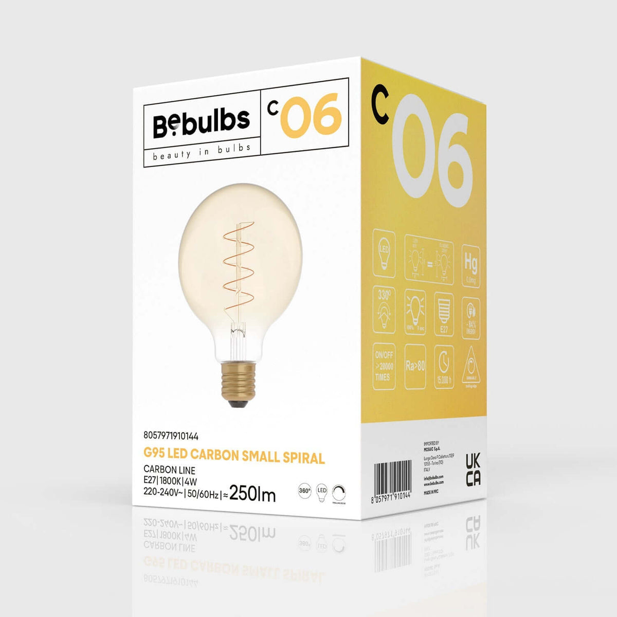 Lampadina LED Dorata Carbon Line filamento a spirale Globo G95 4W 250Lm E27 1800K Dimmerabile - C06