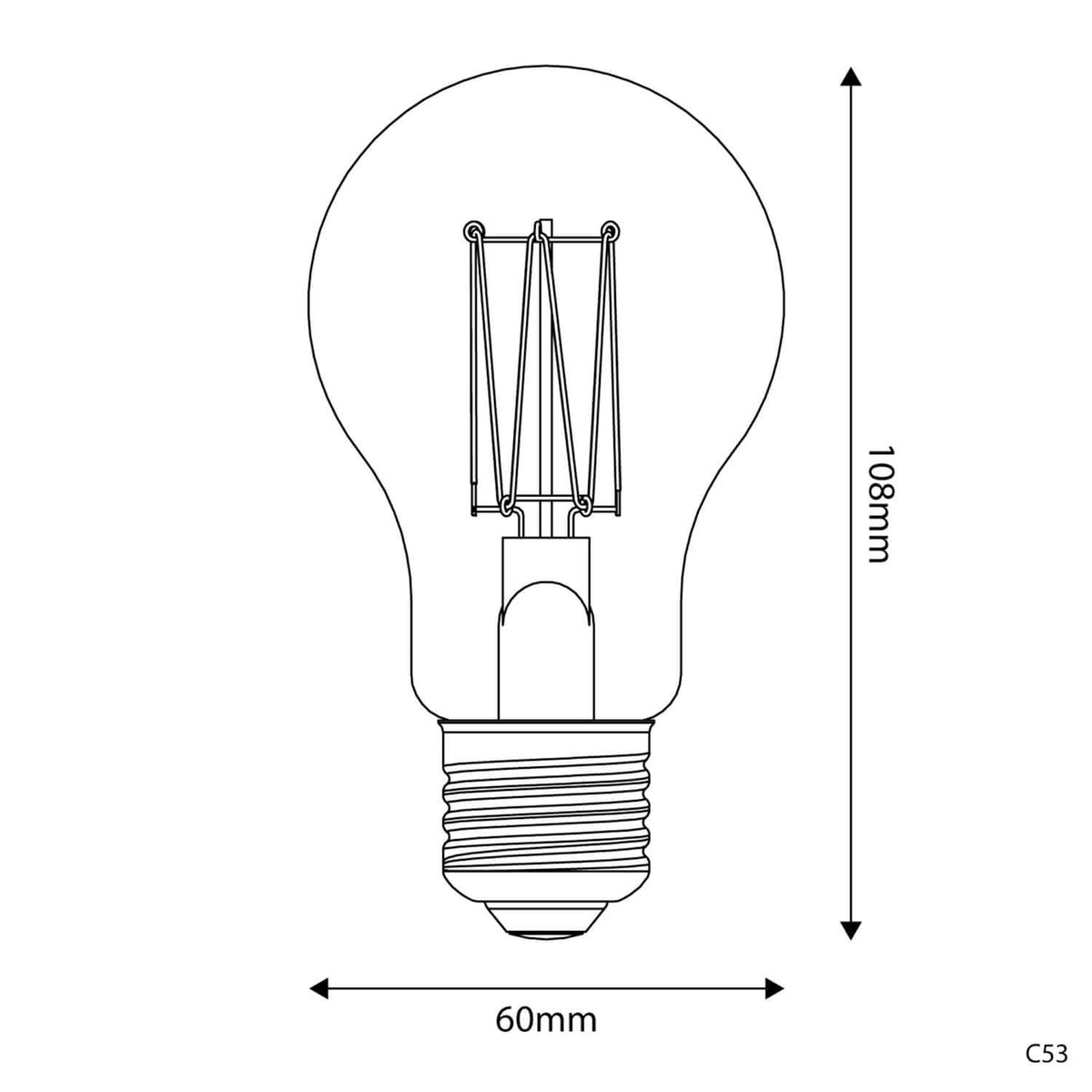 Lampadina LED Dorata Carbon Line filamento verticale Goccia A60 7W 640Lm E27 2700K Dimmerabile - C53