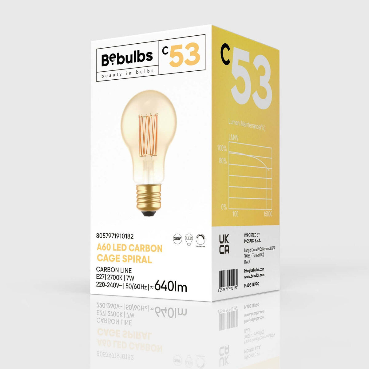 Lampadina LED Dorata Carbon Line filamento verticale Goccia A60 7W 640Lm E27 2700K Dimmerabile - C53