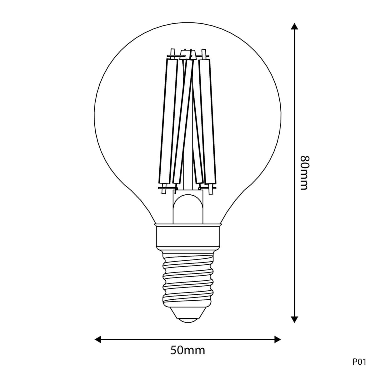 Lampadina LED Effetto Porcellana CRI 95 G45 5,9W 550Lm E14 2700K Dimmerabile - P01