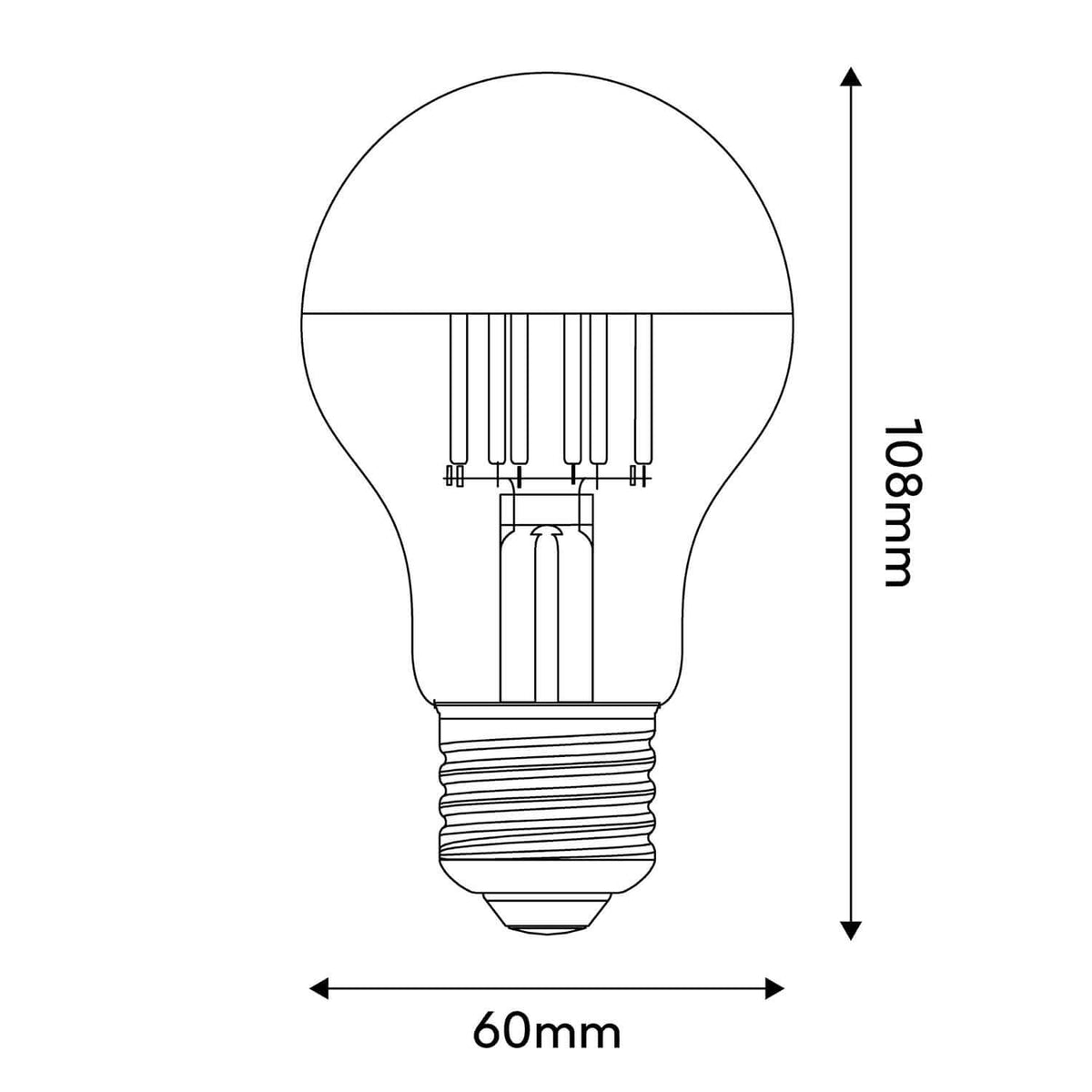 Lampadina LED Mezza Sfera Oro Goccia A60 7W 650Lm E27 2700K Dimmerabile - A12
