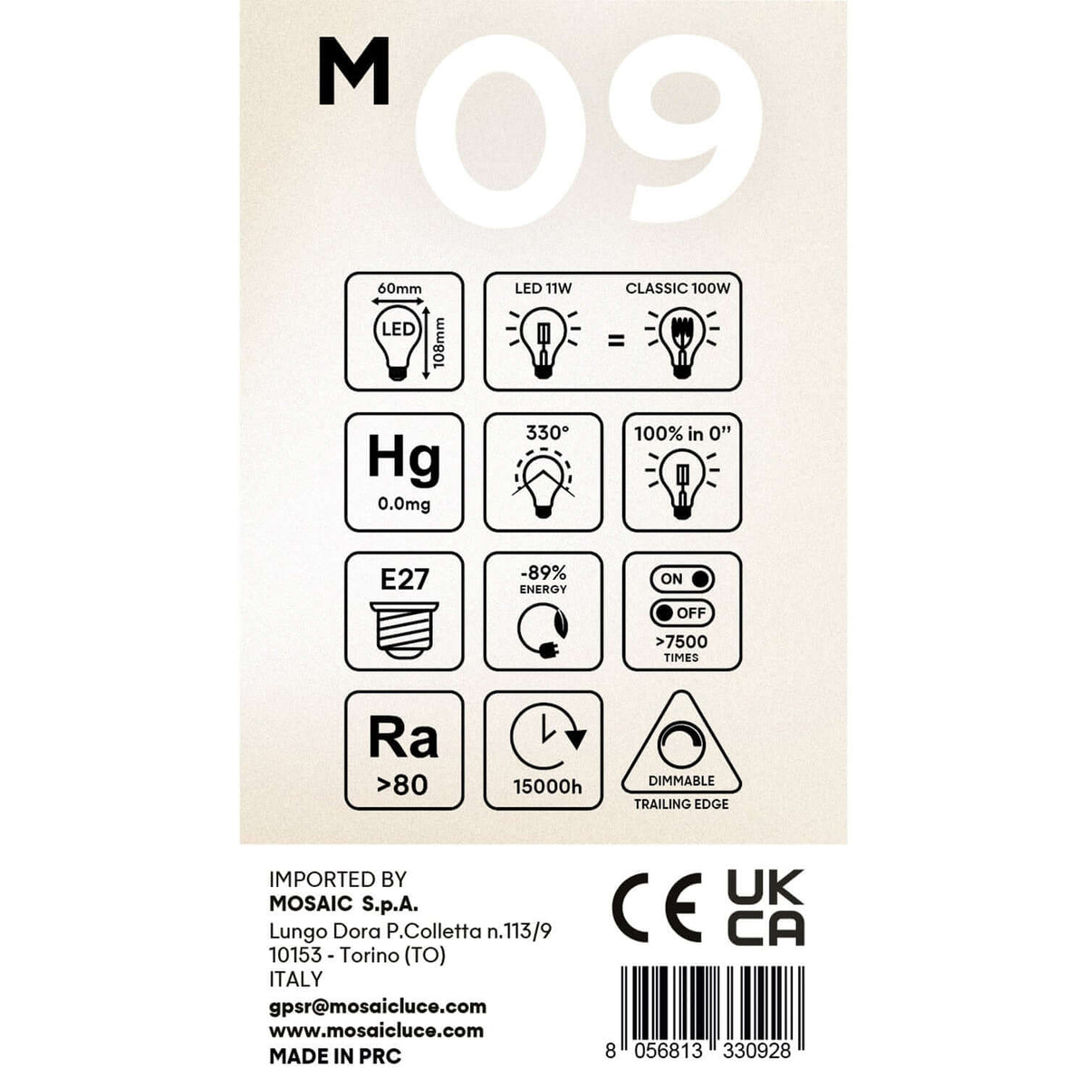 Lampadina LED Milky Goccia A60 11W 1521Lm E27 2700K Dimmerabile - M09
