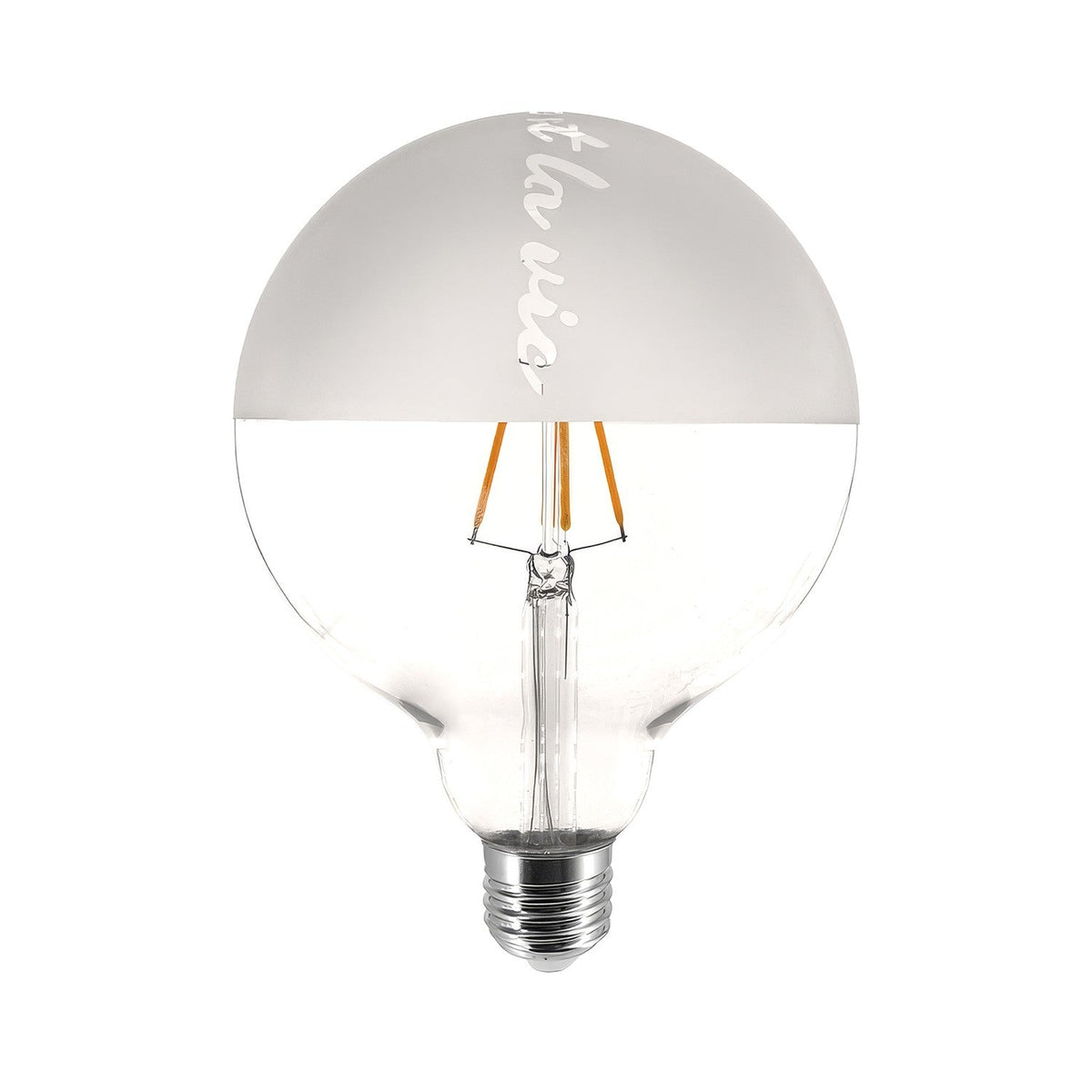 Lampadina LED Tattoo "C'Est La Vie" G125 4,5W 470Lm E27 2700K Dimmerabile