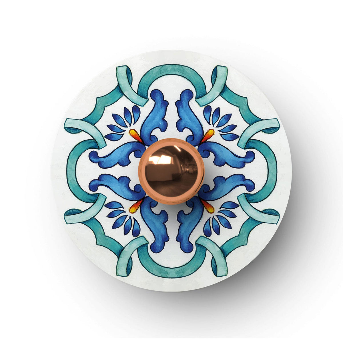 Mini piatto Ellepì 'Maioliche' Blu per lampade, diametro 24 cm - Made in Italy