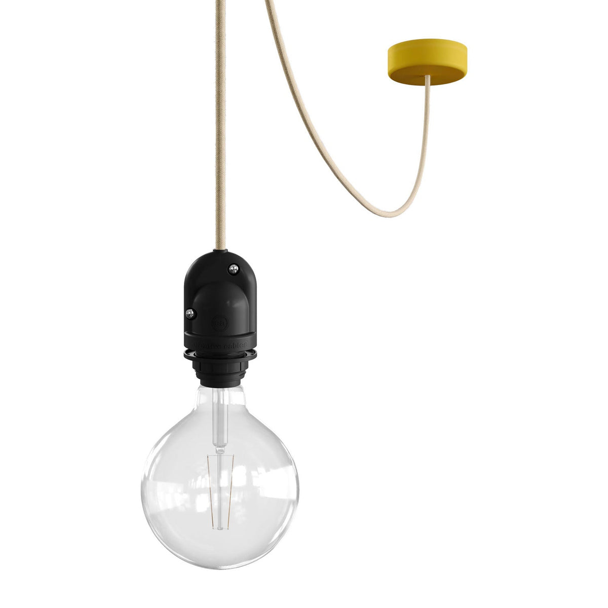 Modulair Lampada da esterno per paralume con 5 m cavo tessile, decentatore, rosone e portalampada IP65 - Mostarda