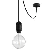 Modulair Lampada da esterno per paralume con 5 m cavo tessile, decentatore, rosone e portalampada IP65 - Nero