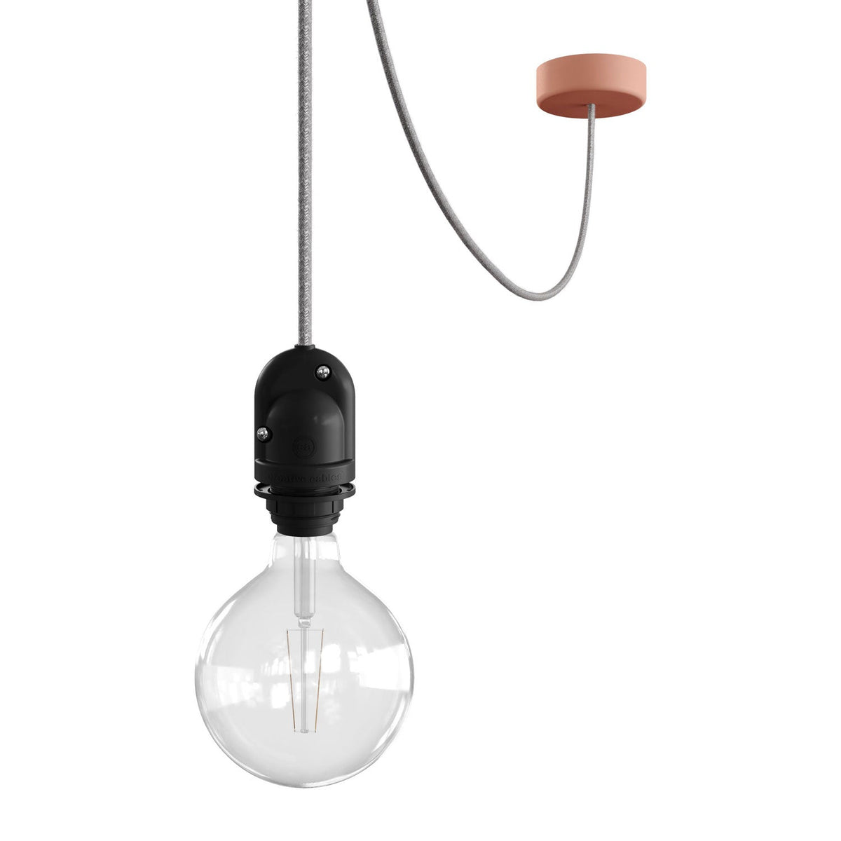 Modulair Lampada da esterno per paralume con 5 m cavo tessile, decentatore, rosone e portalampada IP65 - Salmone