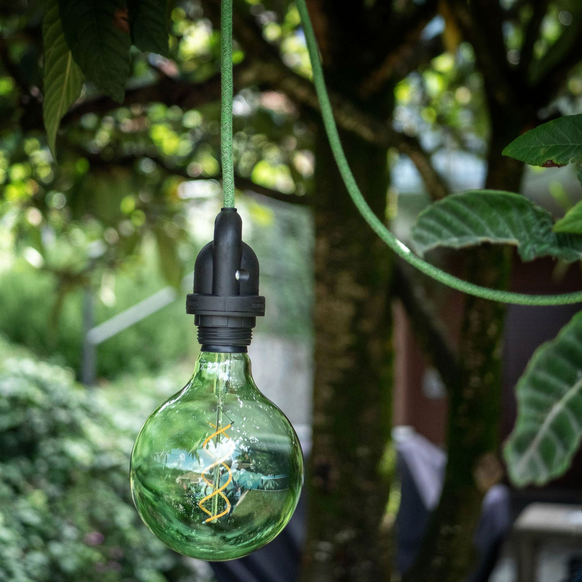 Modulair Lampada da esterno per paralume con 5 m cavo tessile, decentatore, rosone e portalampada IP65 - Verde prato