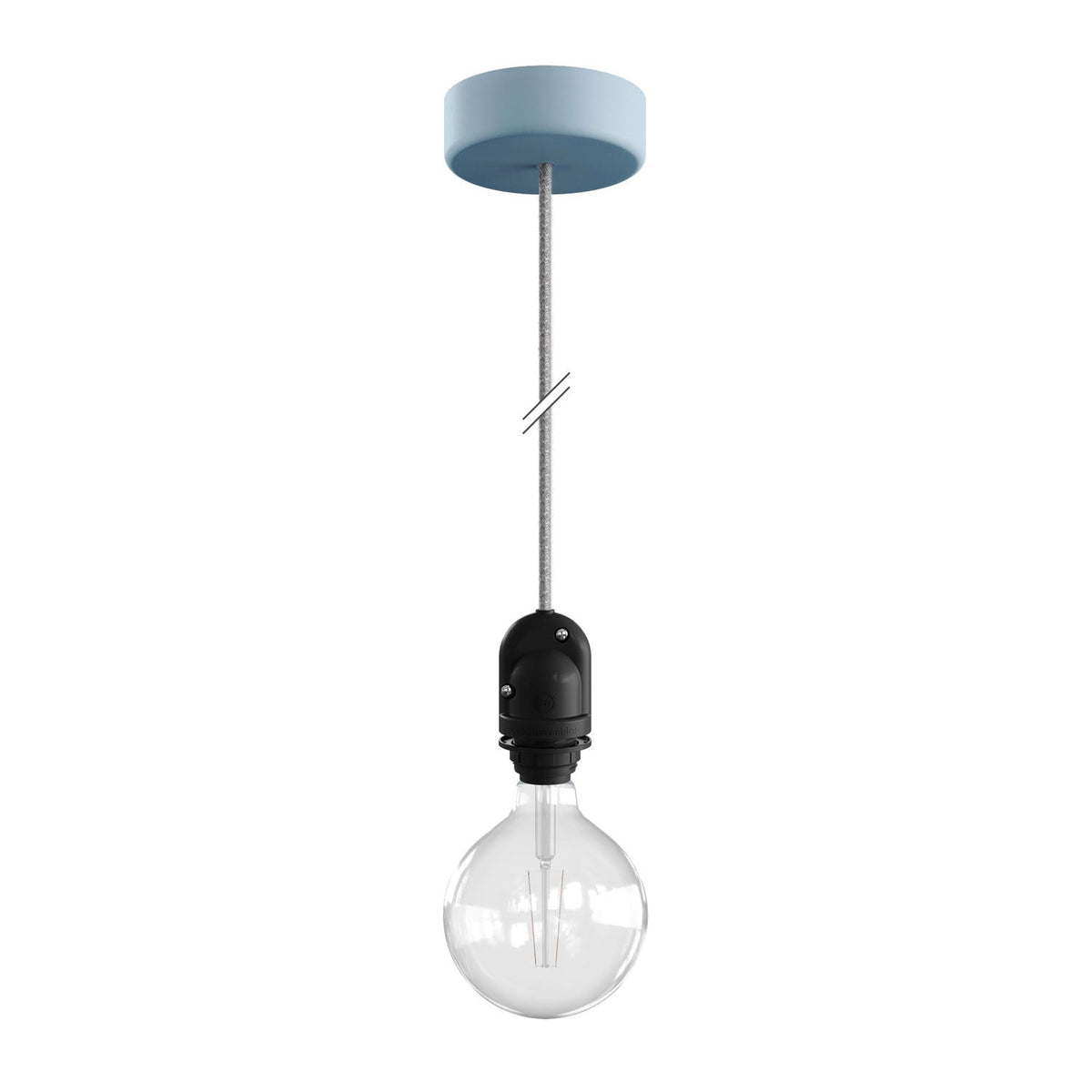 Modulair Lampada per paralume da esterni con 1,5 m cavo tessile, rosone e portalampada IP65 waterproof - Blu carta da zucchero