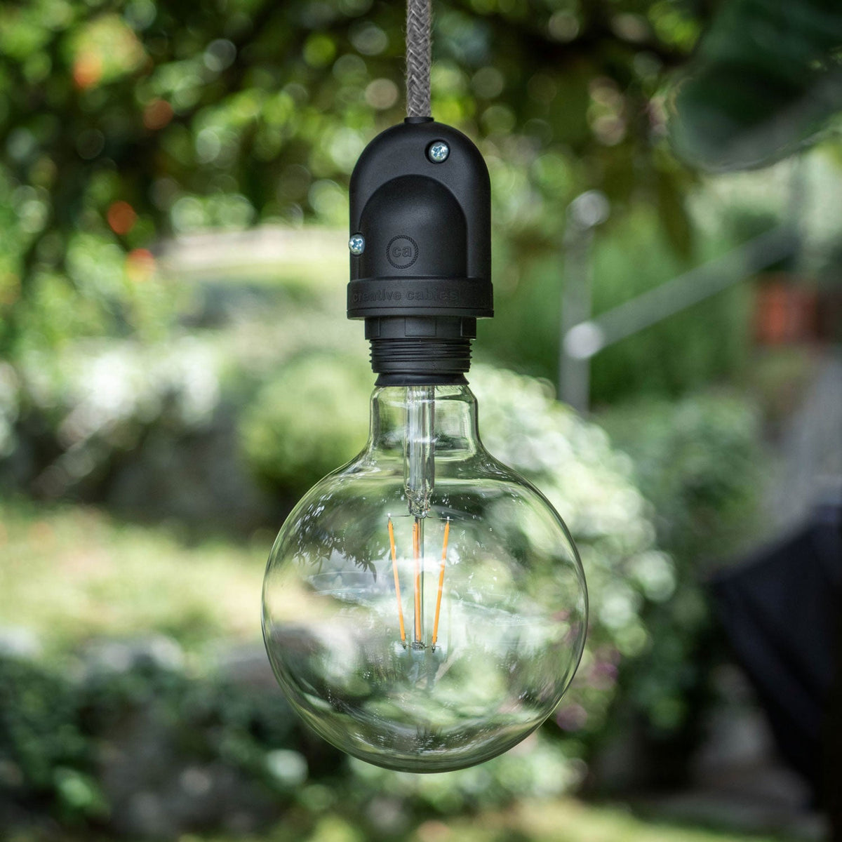 Modulair Lampada per paralume da esterni con 1,5 m cavo tessile, rosone e portalampada IP65 waterproof - Grigio ghiaccio