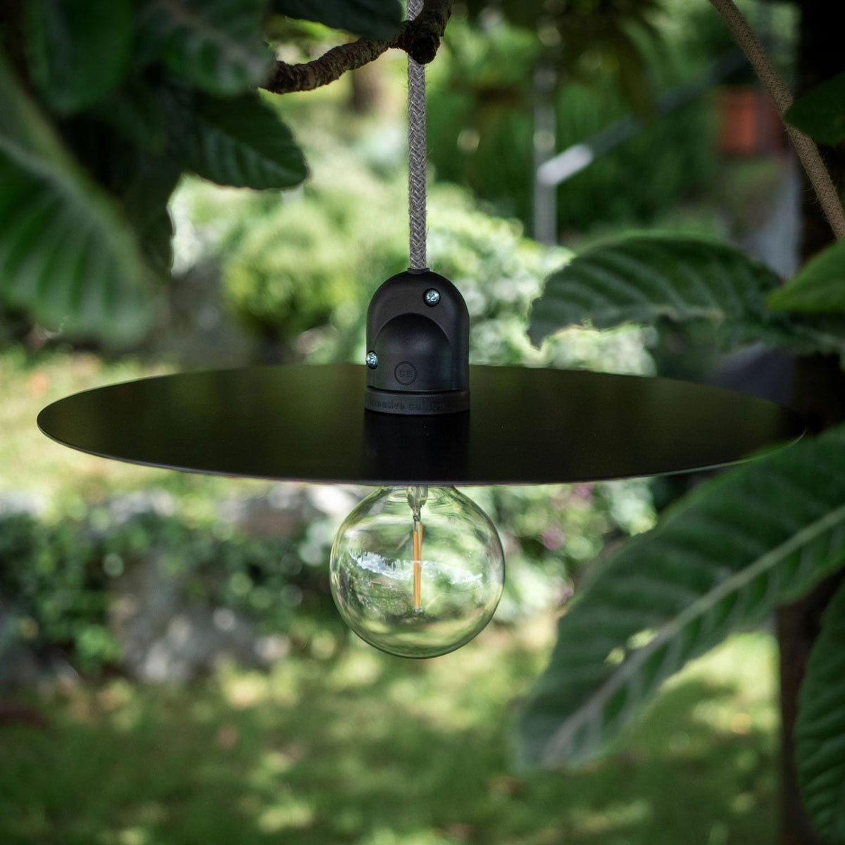 Modulair Lampada per paralume da esterni con 1,5 m cavo tessile, rosone e portalampada IP65 waterproof - Nero