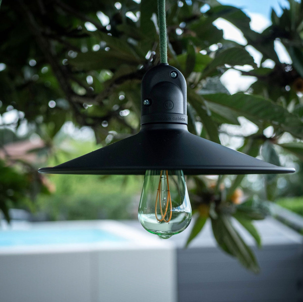 Modulair Lampada per paralume da esterni con 1,5 m cavo tessile, rosone e portalampada IP65 waterproof - Verde prato