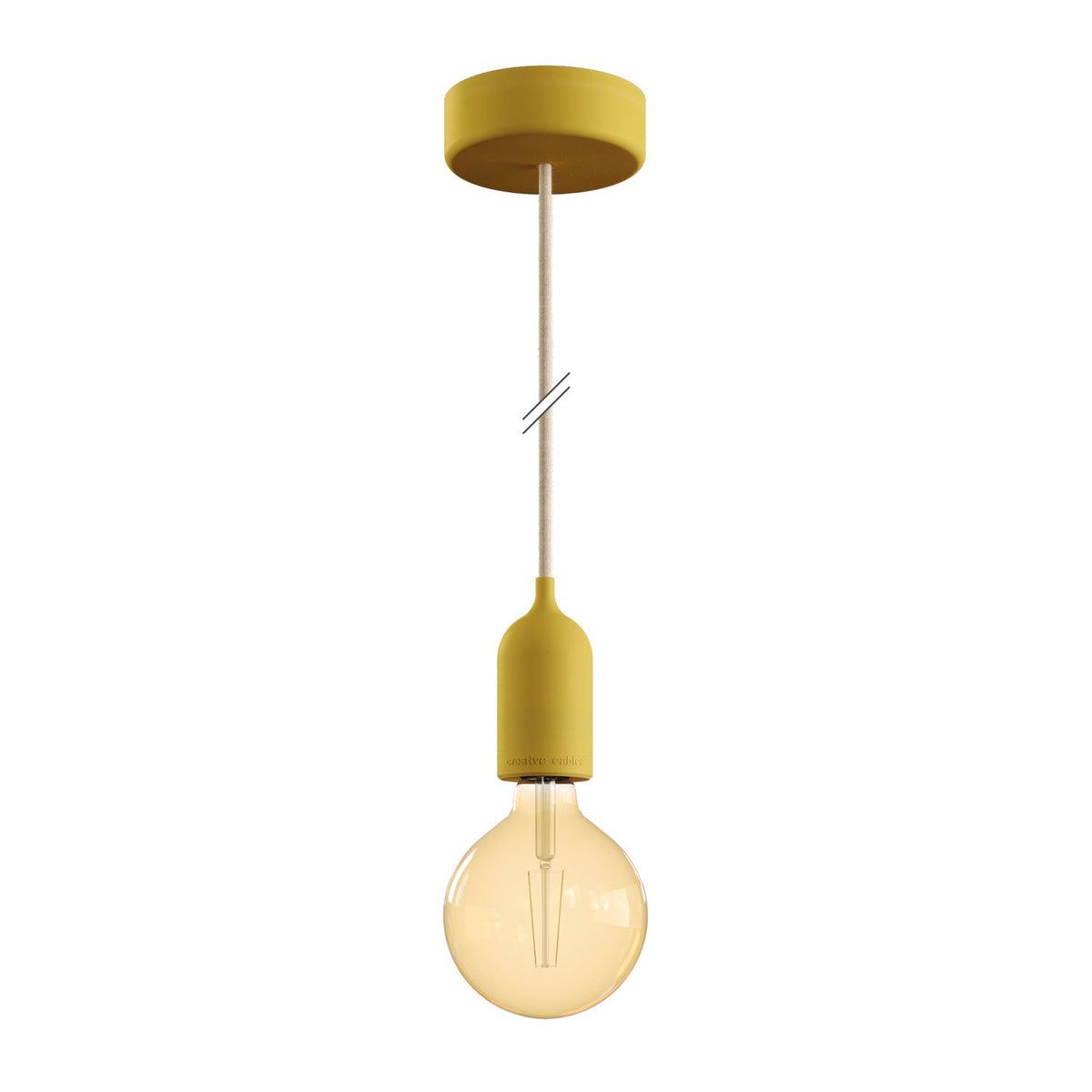 Modulair PASTEL Lampada da esterno con 1,5 m cavo tessile, rosone e portalampada in silicone IP65 waterproof - Mostarda