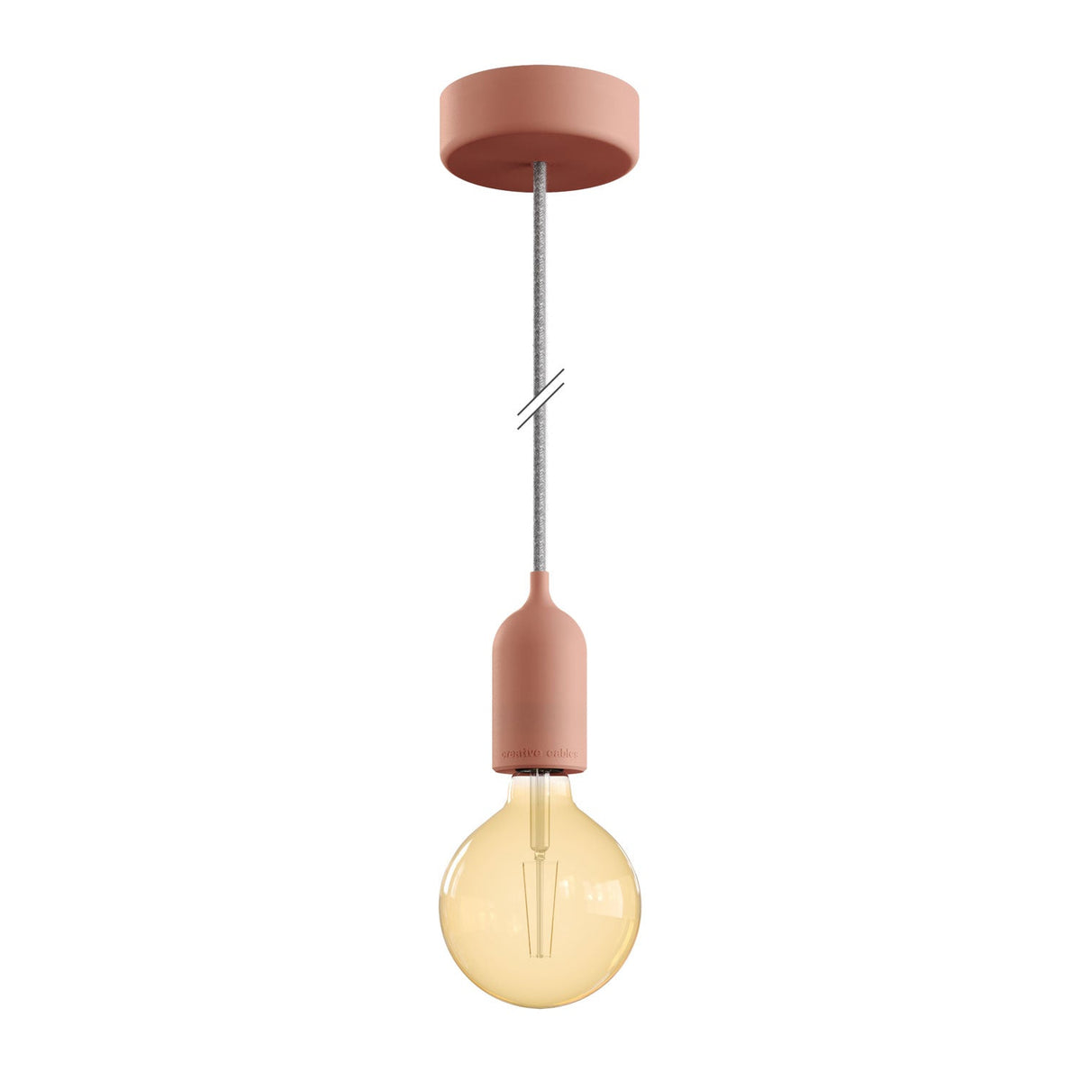 Modulair PASTEL Lampada da esterno con 1,5 m cavo tessile, rosone e portalampada in silicone IP65 waterproof - Salmone