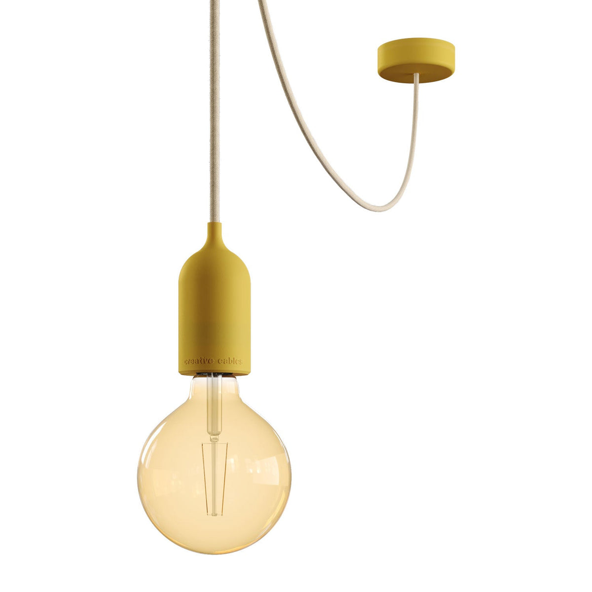 Modulair PASTEL Lampada da esterno con 5 m di cavo, decentatore, rosone e portalampada IP65 waterproof - Mostarda