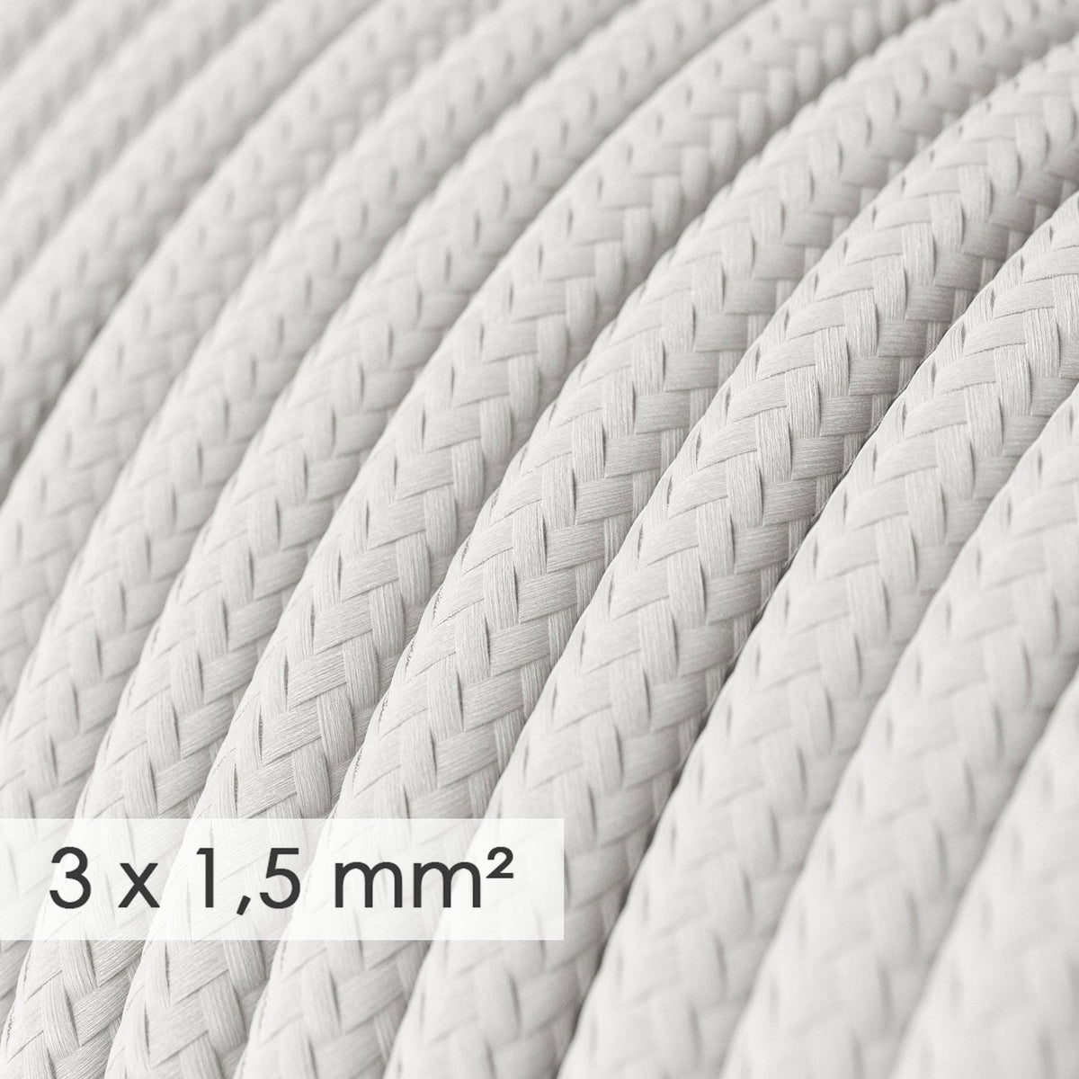 Multipresa francese con cavo in tessuto bianco lucido e spina Schuko con anello comfort