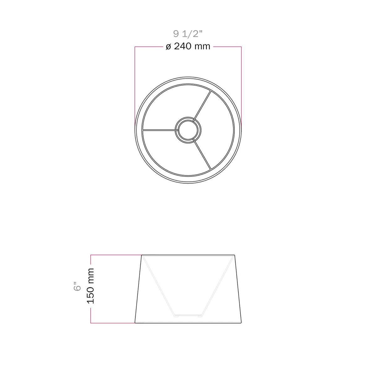 Paralume Athena con attacco E27 per lampada da tavolo - Made in Italy - Cinette nero interno Oro