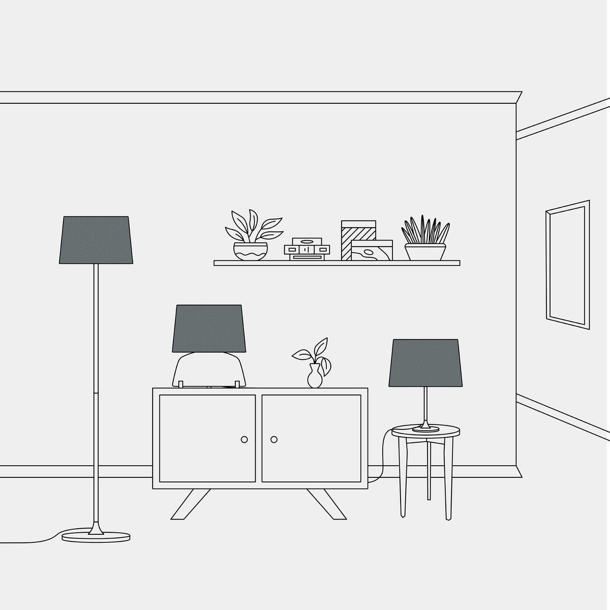 Paralume Athena con attacco E27 per lampada da tavolo o da terra - Made in Italy - Teletta Grigio Scuro