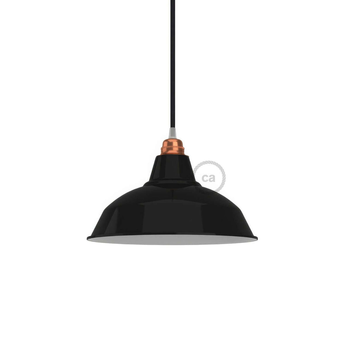 Paralume Bistrot in metallo smaltato con attacco E27, diametro 30 cm - Nero