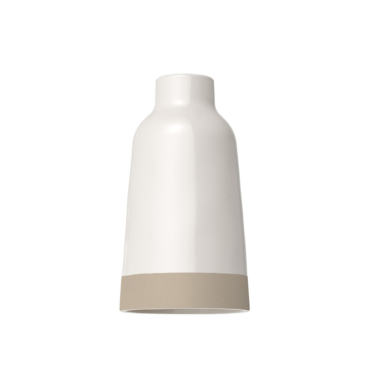 Paralume Bottiglia bicolore in ceramica Bianco e Tortora, collezione Materia - Made in Italy