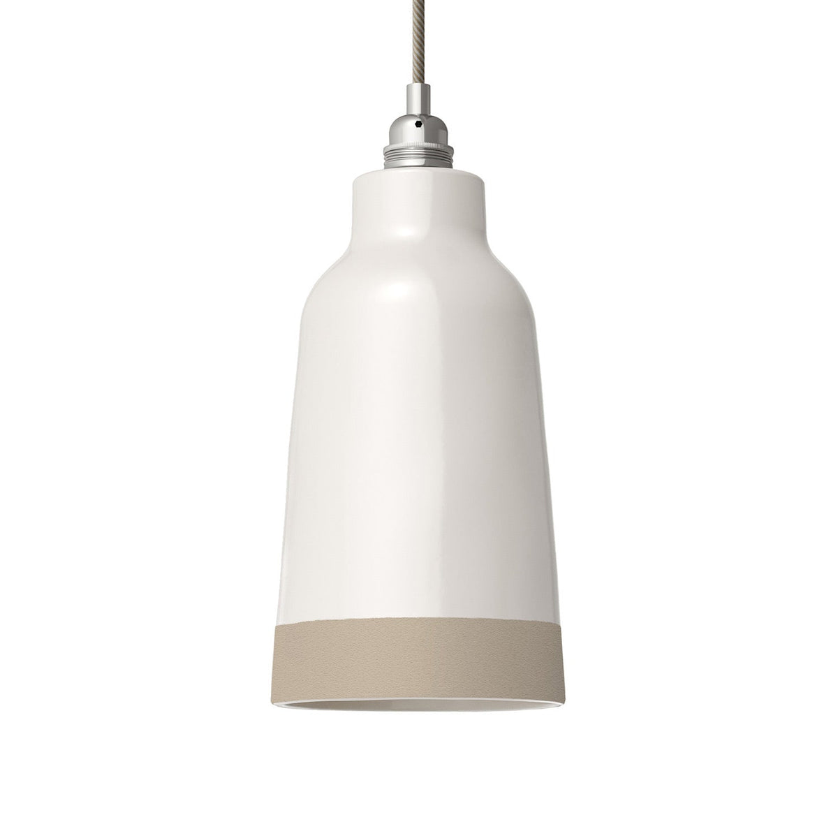 Paralume Bottiglia bicolore in ceramica Bianco e Tortora, collezione Materia - Made in Italy