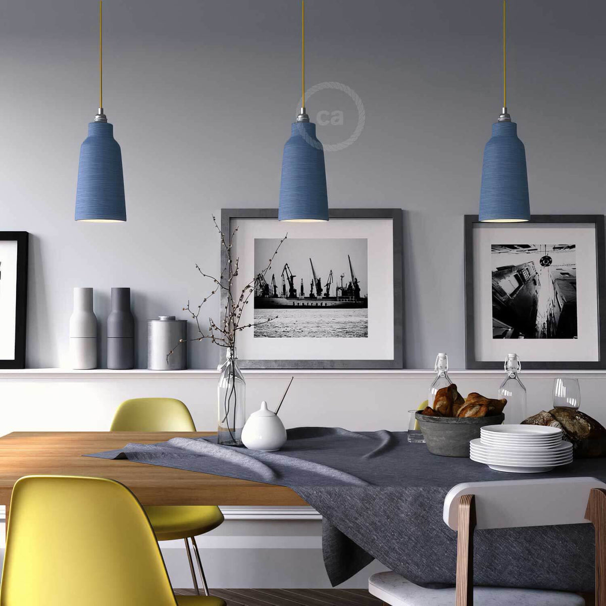 Paralume Bottiglia in ceramica, collezione Materia - Made in Italy - Avion striato