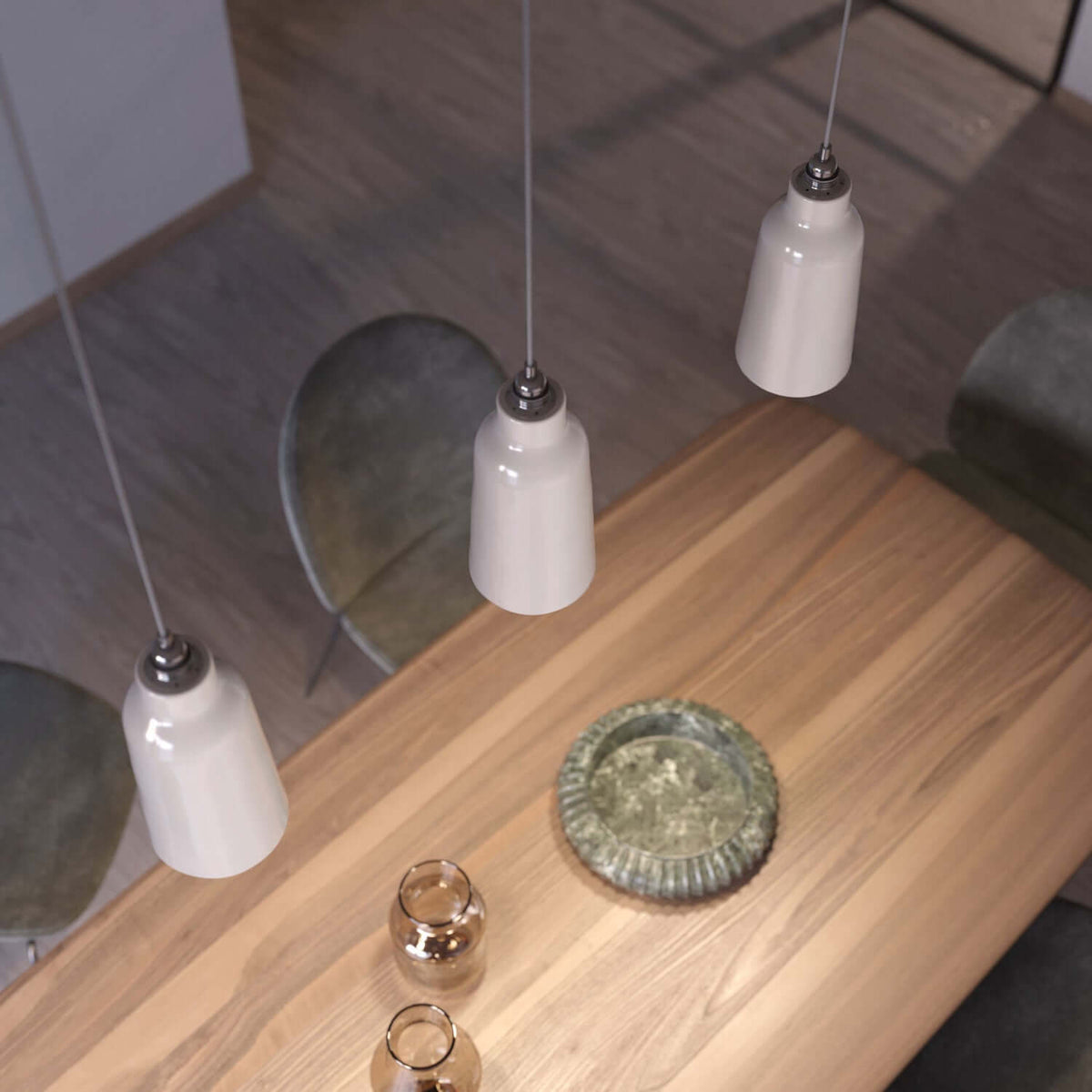 Paralume Bottiglia in ceramica, collezione Materia - Made in Italy - Bianco lucido