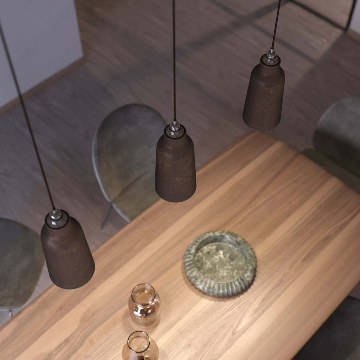 Paralume Bottiglia in ceramica, collezione Materia - Made in Italy - Effetto corten