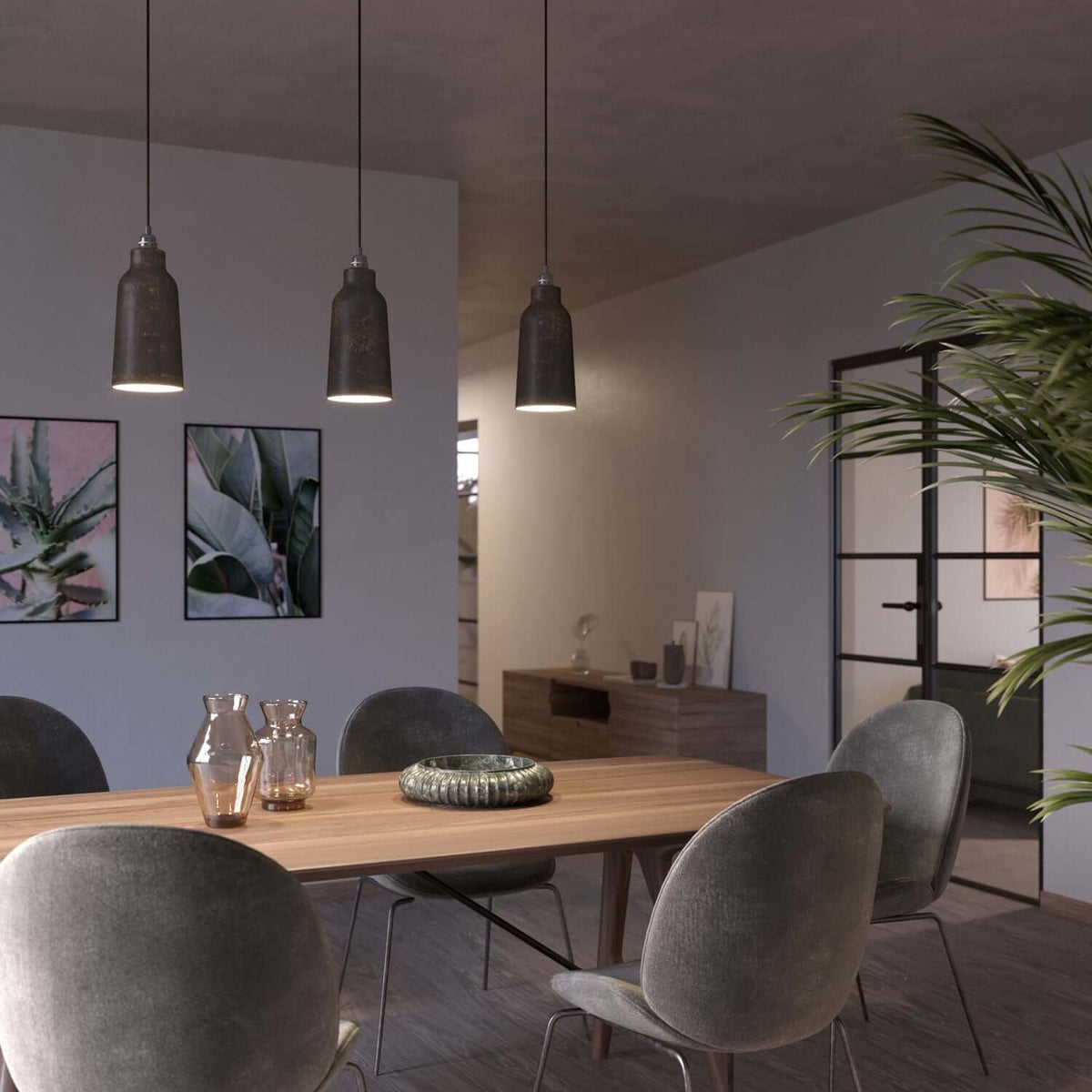 Paralume Bottiglia in ceramica, collezione Materia - Made in Italy - Effetto corten