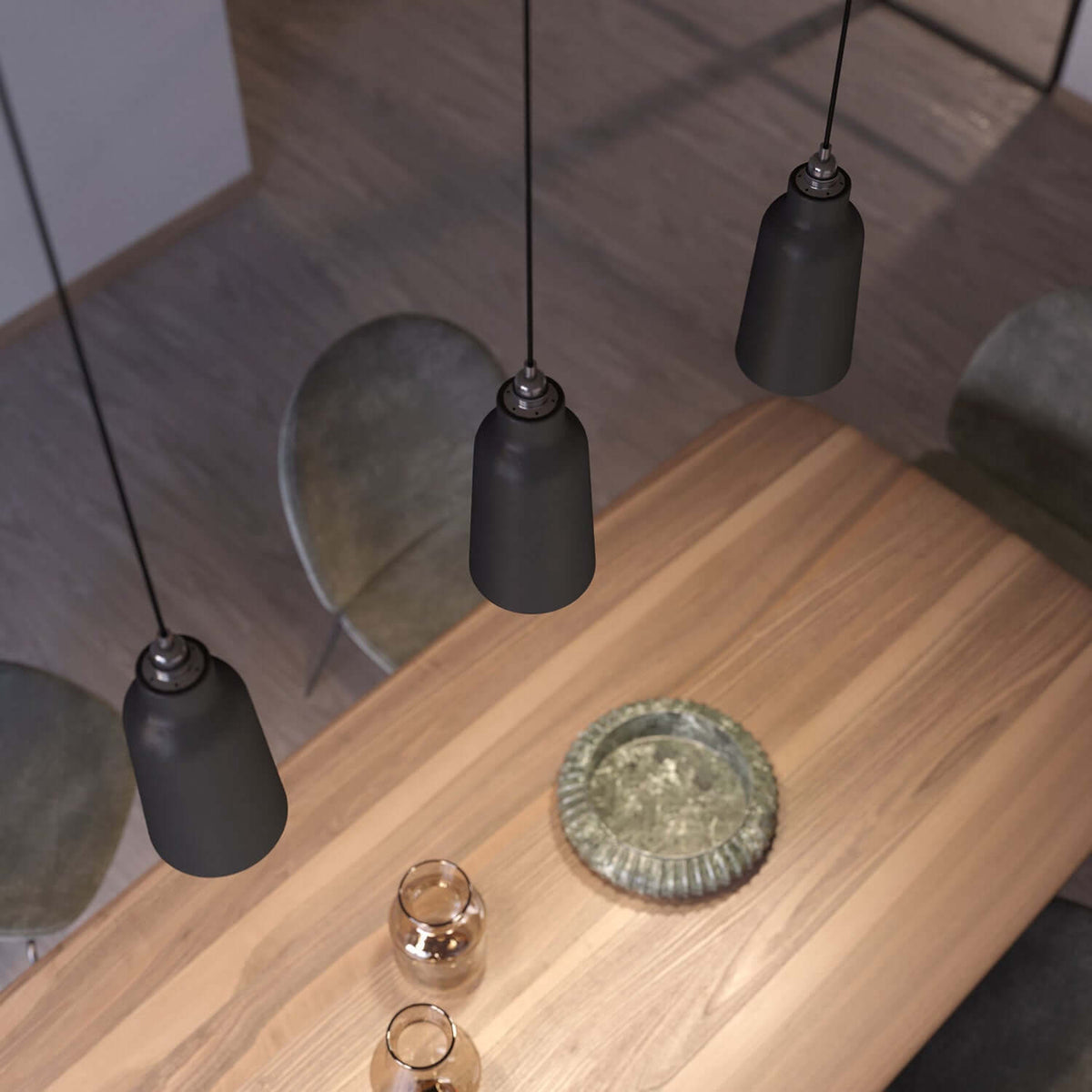 Paralume Bottiglia in ceramica, collezione Materia - Made in Italy - Lavagna