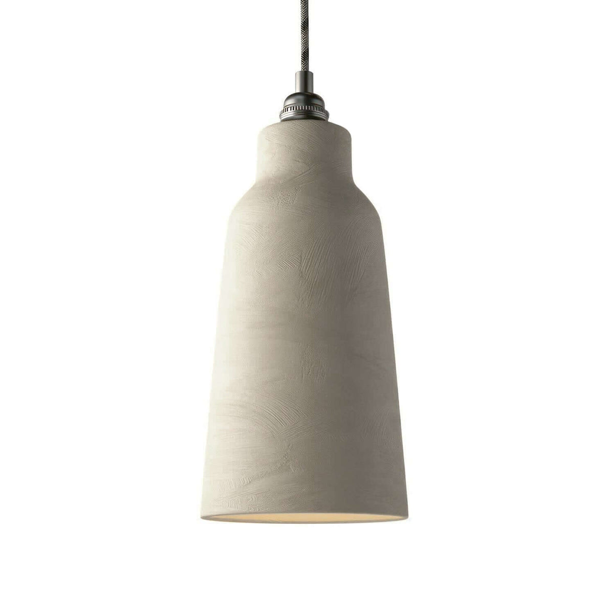 Paralume Bottiglia in ceramica, collezione Materia - Made in Italy - Tortora striato